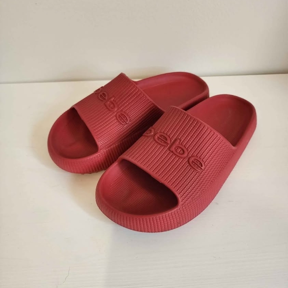 Bebe Red Slide Sandals